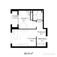 ЖК Olympic Park — 1-ком 38,1 м² (от 21 732 240 тг)
