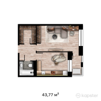 КД BORKI PREMIUM — 1-ком 43,8 м² (от 18 383 400 тг)
