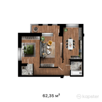 КД BORKI PREMIUM — 2-ком 62,4 м² (от 25 563 500 тг)