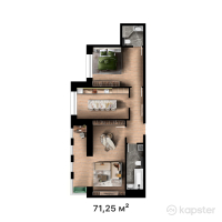 КД BORKI PREMIUM — 2-ком 71,3 м² (от 29 212 500 тг)