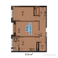 ЖК MANE — 2-ком 57,6 м² (от 37 440 000 тг)