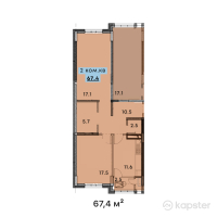 ЖК MANE — 2-ком 67,4 м² (от 42 125 000 тг)