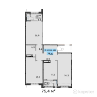 ЖК MANE — 3-ком 75,4 м² (от 46 371 000 тг)