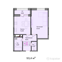 ЖК Tokyo — 1-ком 53,4 м² (от 29 370 000 тг)