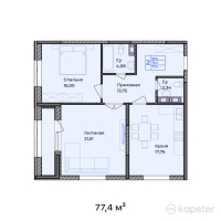 ЖК Tokyo — 2-ком 77,4 м² (от 42 570 000 тг)
