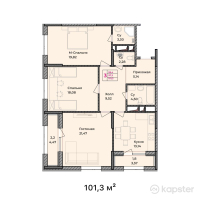 ЖК Tokyo — 3-ком 101,3 м² (от 55 715 000 тг)