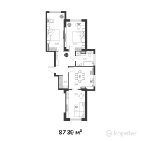 ЖК Capital City — 3-ком 87,4 м² (от 40 636 350 тг)