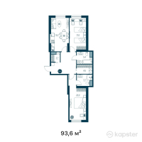 ЖК Riverside — 3-ком 93,6 м² (от 46 332 000 тг)