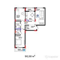 ЖК OİU — 3-ком 90,6 м² (от 40 761 000 тг)