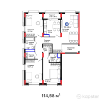ЖК OİU — 4-ком 114,6 м² (от 46 977 800 тг)
