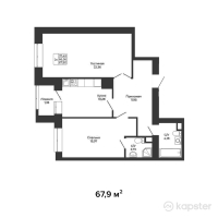 ЖК Green House Premium — 2-ком 67.9 м² (от 28,857,500 тг)