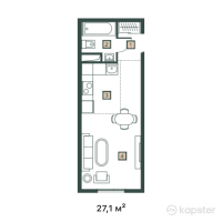 ЖК East Life — 1-ком 27,1 м² (от 10 027 000 тг)