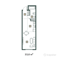 ЖК East Life — 1-ком 33,6 м² (от 12 096 000 тг)