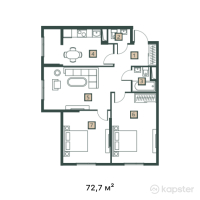 ЖК East Life — 3-ком 72,7 м² (от 23 991 000 тг)