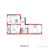 ЖК Grand Park. Vita — 2-ком 59,3 м² (от 27 465 160 тг)