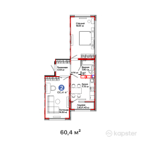 ЖК Jetisu. Aspan — 2-ком 60,4 м² (от 27 723 600 тг)