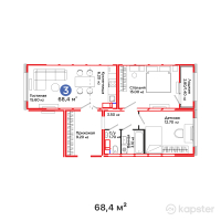 ЖК Jetisu. Aspan — 3-ком 68,4 м² (от 29 754 000 тг)