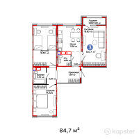 ЖК Jetisu. Aspan — 3-ком 84,7 м² (от 34 981 100 тг)