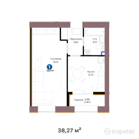 ЖК TULGA — 1-ком 38,3 м² (от 21 699 090 тг)