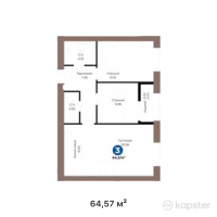 ЖК TULGA — 3-ком 64,6 м² (от 38 354 580 тг)