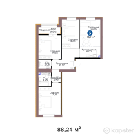 ЖК TULGA — 4-ком 88,2 м² (от 41 384 560 тг)