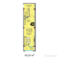 ЖК Elite Home — 1-ком 42,5 м² (от 14 878 500 тг)
