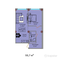 ЖК Elite Home — 2-ком 55,7 м² (от 19 495 000 тг)