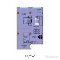 ЖК Elite Home — 2-ком 62,6 м² (от 21 899 500 тг)
