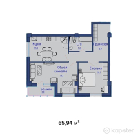 ЖК Столичный 2 — 2-ком 65.9 м² (от 26,376,000 тг)