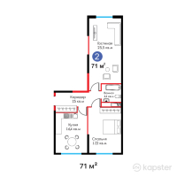 ЖК Aristocrat — 2-ком 71 м² (от 30 610 000 тг)