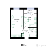 ЖК DAUYLPAZ — 1-ком 41,2 м² (от 21 815 400 тг)