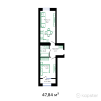 ЖК DAUYLPAZ — 2-ком 47,8 м² (от 25 092 080 тг)