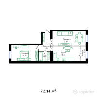 ЖК DAUYLPAZ — 2-ком 72,1 м² (от 33 689 380 тг)