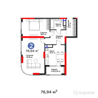 ЖК GreenLine. Prima — 2-ком 76,9 м² (от 75 862 840 тг)