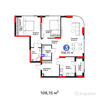 ЖК GreenLine. Prima — 3-ком 108,2 м² (от 98 416 500 тг)
