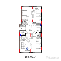 ЖК GreenLine. Prima — 4-ком 125,7 м² (от 143 286 600 тг)