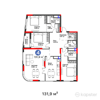 ЖК GreenLine. Prima — 4-ком 131,9 м² (от 118 446 200 тг)