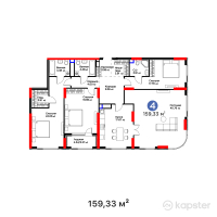 ЖК GreenLine. Prima — 4-ком 159,3 м² (от 139 573 080 тг)