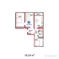 ЖК UIA. DARYN — 3-ком 79,3 м² (от 29 813 040 тг)