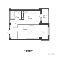 ЖК Sardar — 1-ком 48,8 м² (null)