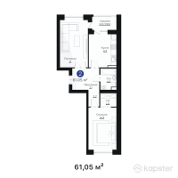 ЖК Orleu — 2-ком 61,1 м² (null)