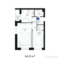 ЖК Orleu — 2-ком 64,2 м² (null)