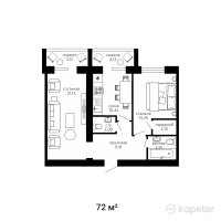 ЖК Династия — 2-ком 72 м² (от 23 040 000 тг)