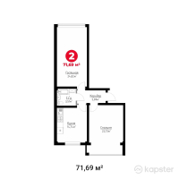 ЖК Grand Family — 2-ком 71,7 м² (от 32 260 500 тг)