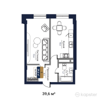 ЖК Bastion — 1-ком 39,6 м² (от 15 840 000 тг)