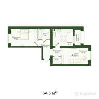 ЖК Sardar Exclusive — 2-ком 64,5 м² (от 29 670 000 тг)
