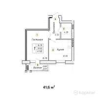 ЖК Акыртас — 1-ком 41.6 м² (от 13,312,000 тг)
