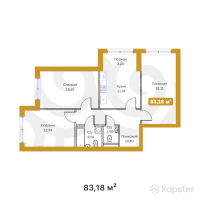 ЖК Jaina — 3-ком 83,2 м² (от 28 281 200 тг)