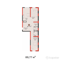ЖК Kosmonavtova — 2-ком 89,8 м² (от 116 701 000 тг)