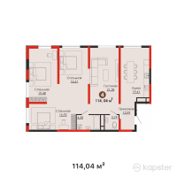 ЖК Kosmonavtova — 4-ком 114 м² (от 148 252 000 тг)